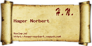 Hager Norbert névjegykártya